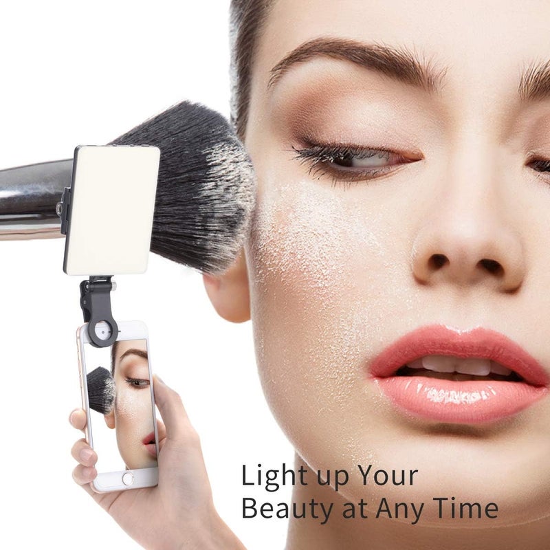 إي وورلد إضاءة سيلفي قابلة لإعادة الشحن مع 60 مصباح LED، إضاءة فيديو محمولة بمشبك للهواتف واللابتوب والكاميرا – لون أسود - Image 5